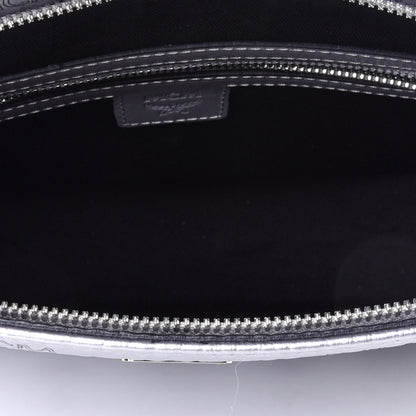 MCM Metallic Visetos Medium Zip Pouch Silver 4 of 4