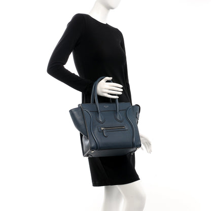Celine Drummed Calfskin Micro Luggage Orage 2 of 7