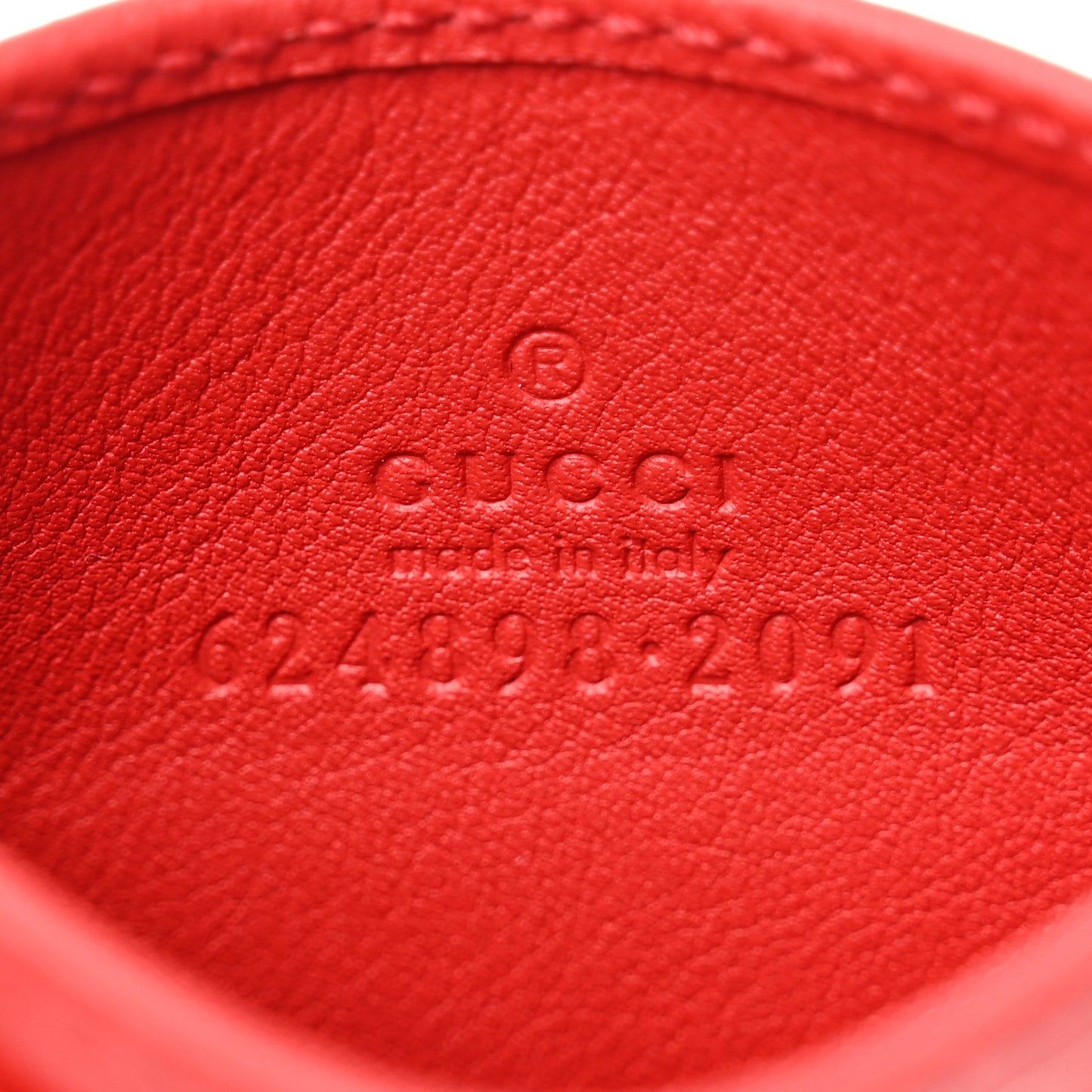 GG Supreme Monogram Apple Card Holder Beige Multicolor Lobster Red