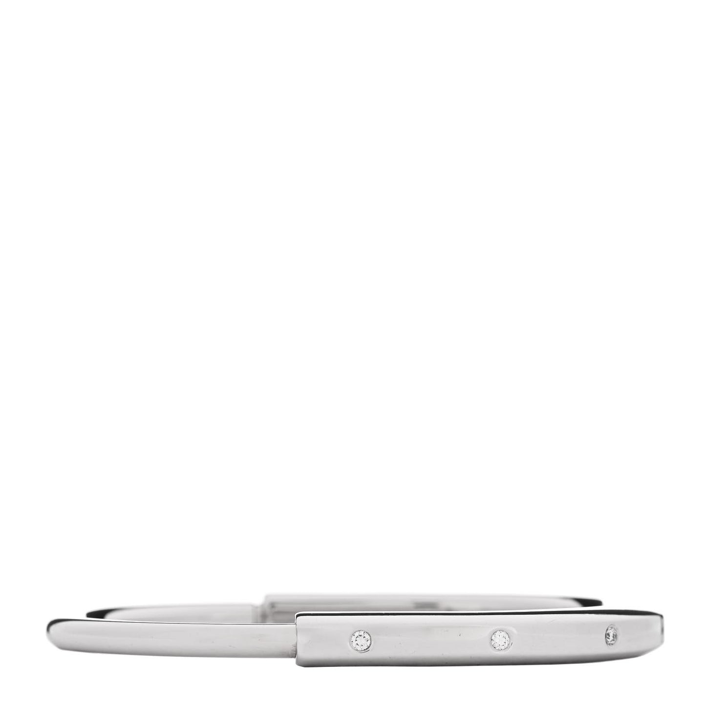 18K White Gold Diamond Tiffany Lock Bangle Bracelet