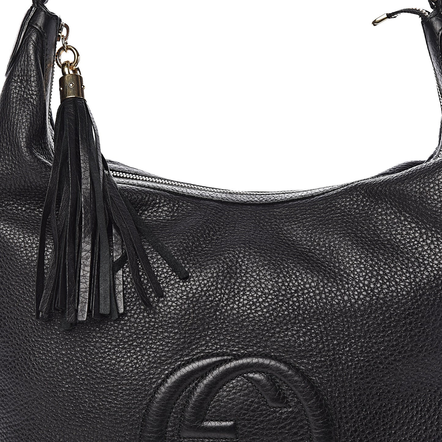 Pebbled Calfskin Medium Soho Chain Hobo Black