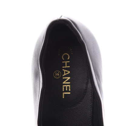 Chanel Lambskin Grosgrain Pearl Cap Toe Ballerina Flats 35 Black 8 of 11