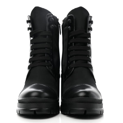 Prada Spazzolato Re-Nylon Metal Triangle Logo Lace Up 85mm Boots Black 2 of 9