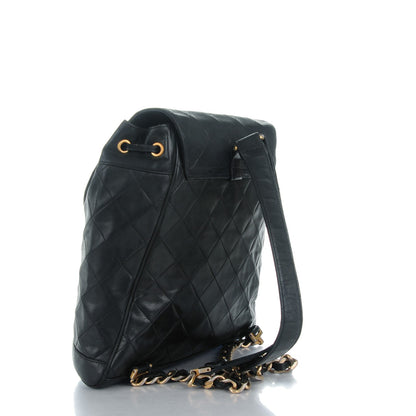 Chanel Lambskin Quilted Drawstring Backpack Black 3 of 11