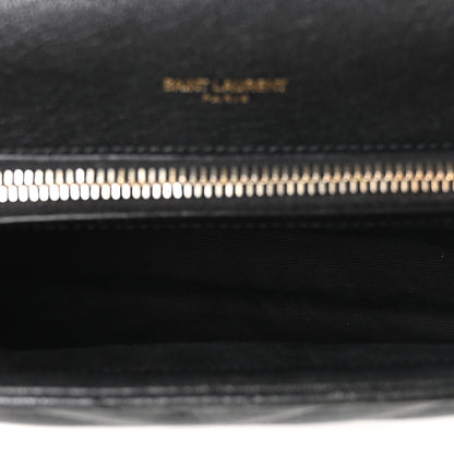 Saint Laurent Sheepskin Matelasse Chevron Monogram Medium College Bag Black 4 of 9