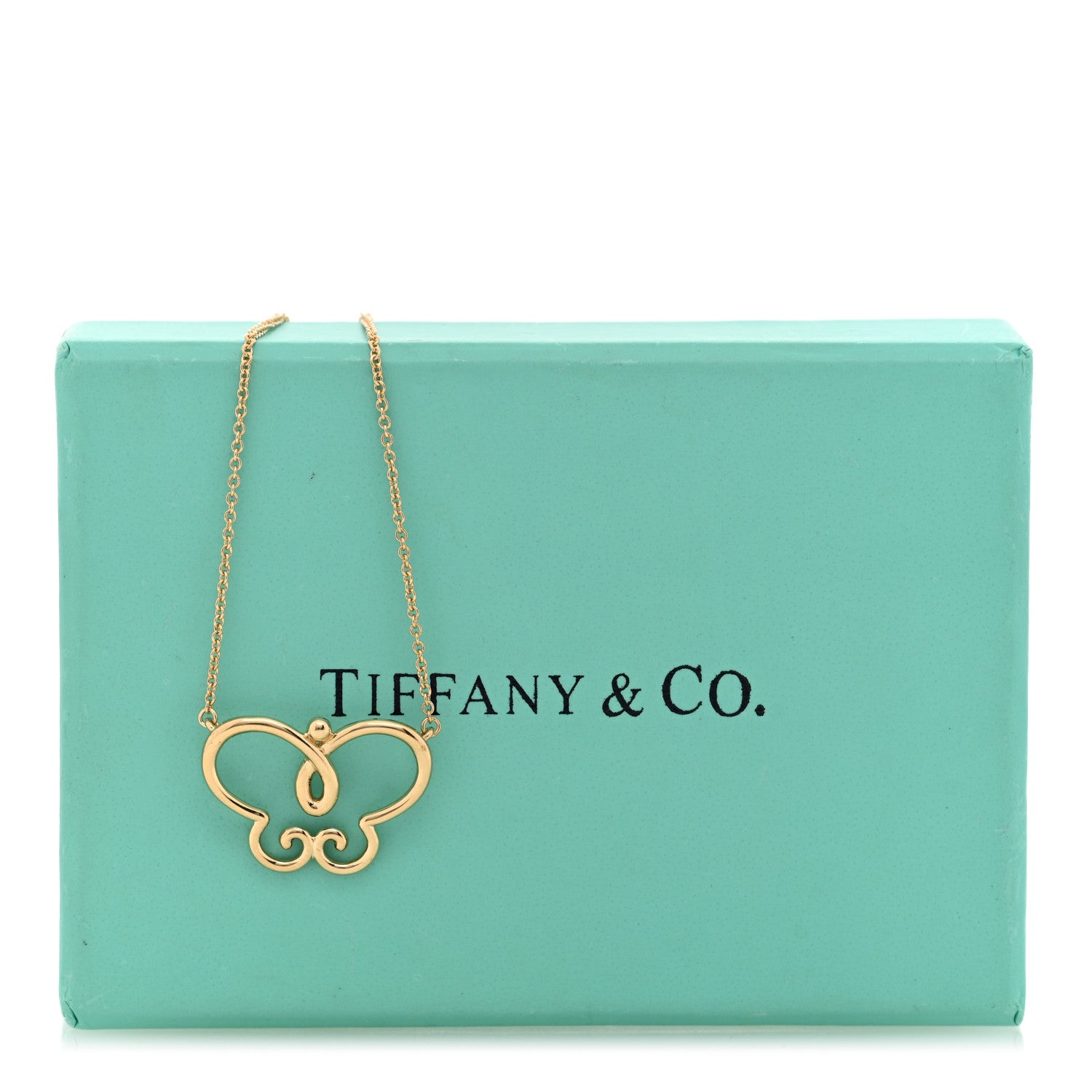 Tiffany 18K Yellow Gold Paloma Picasso Butterfly Pendant Necklace