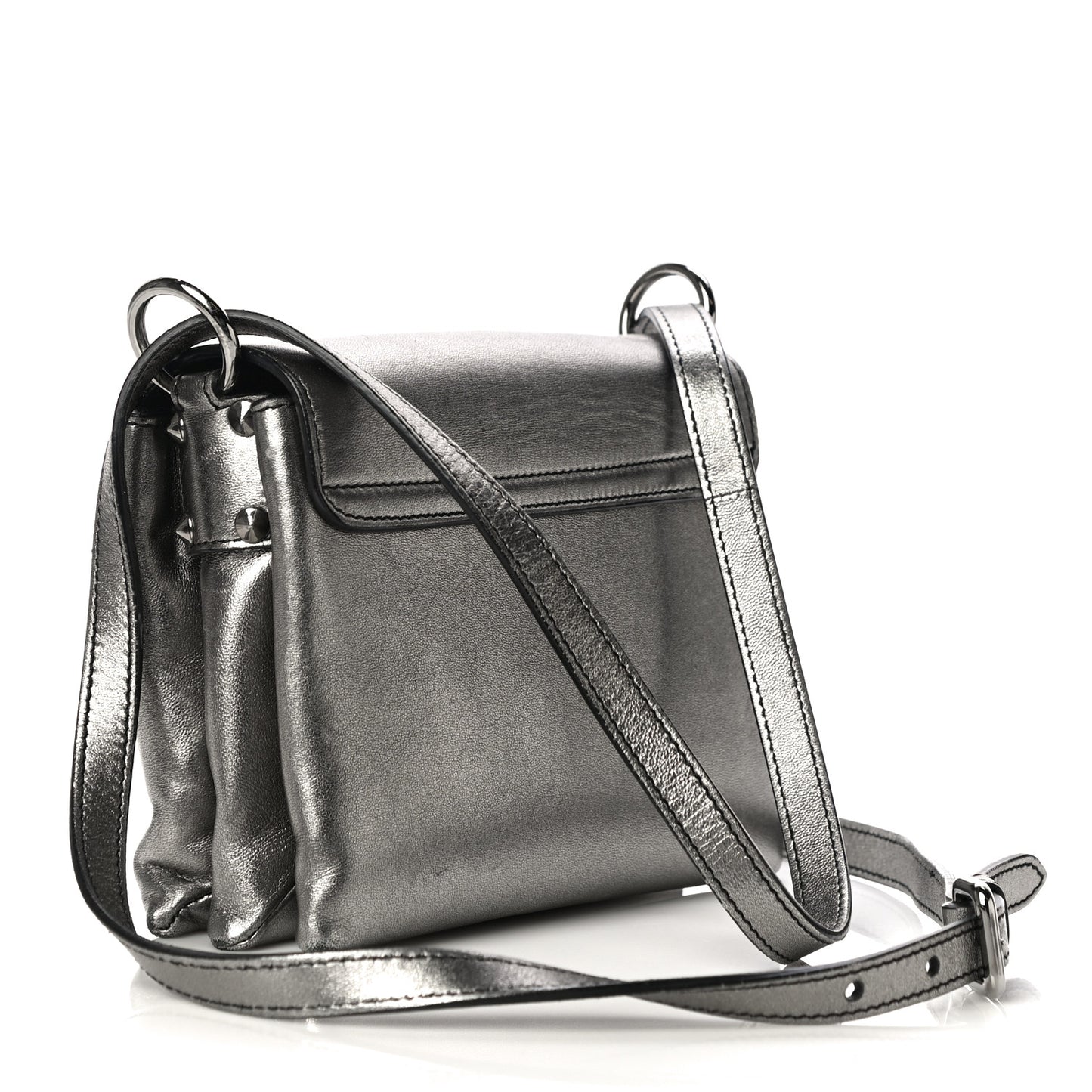 Metallic Small Twin Skull Chain Crossbody Antique Silver