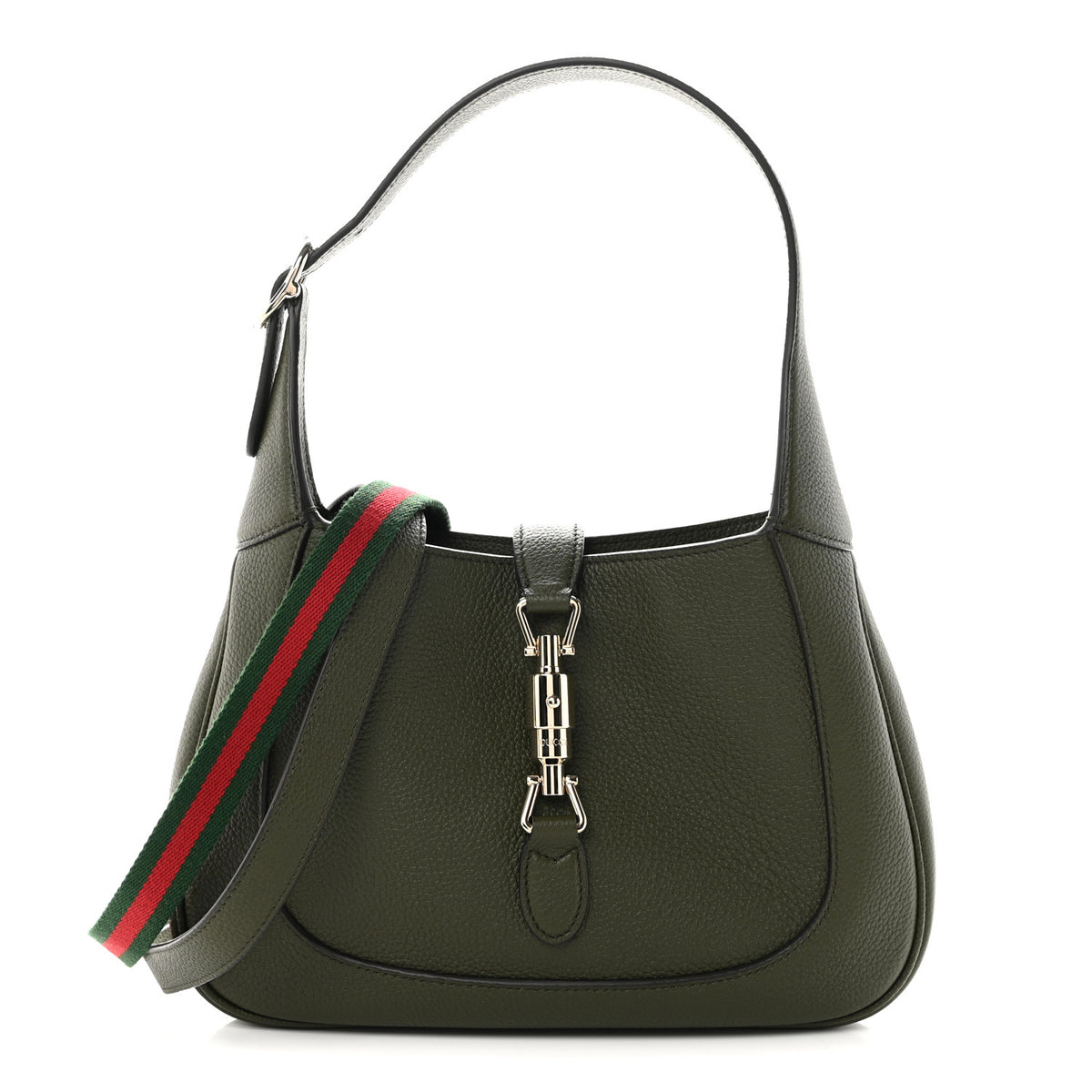 Grand Prix Calfskin Web Medium Jackie 1961 Hobo Dark Green
