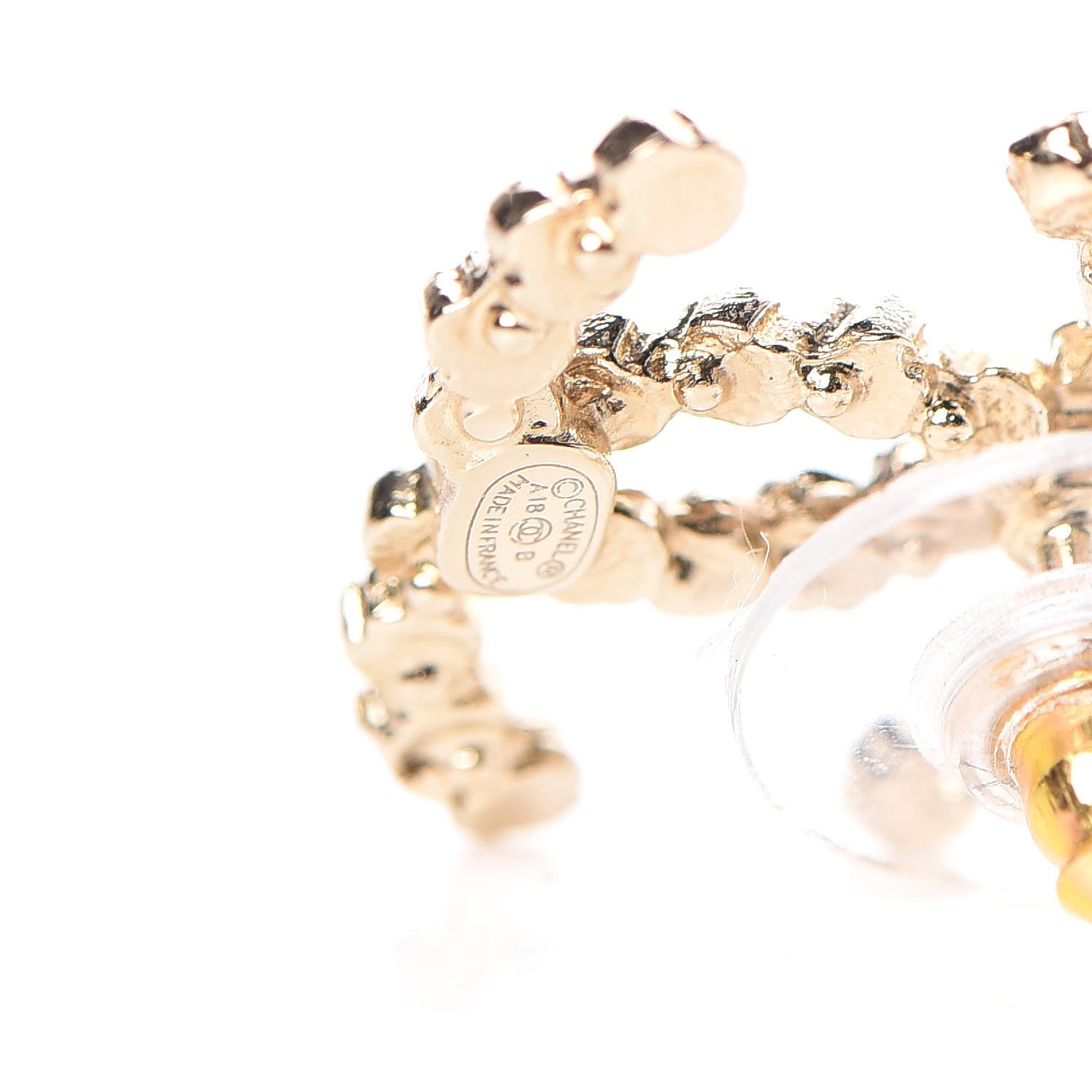 Chanel Crystal CC Earrings Gold 4 of 5