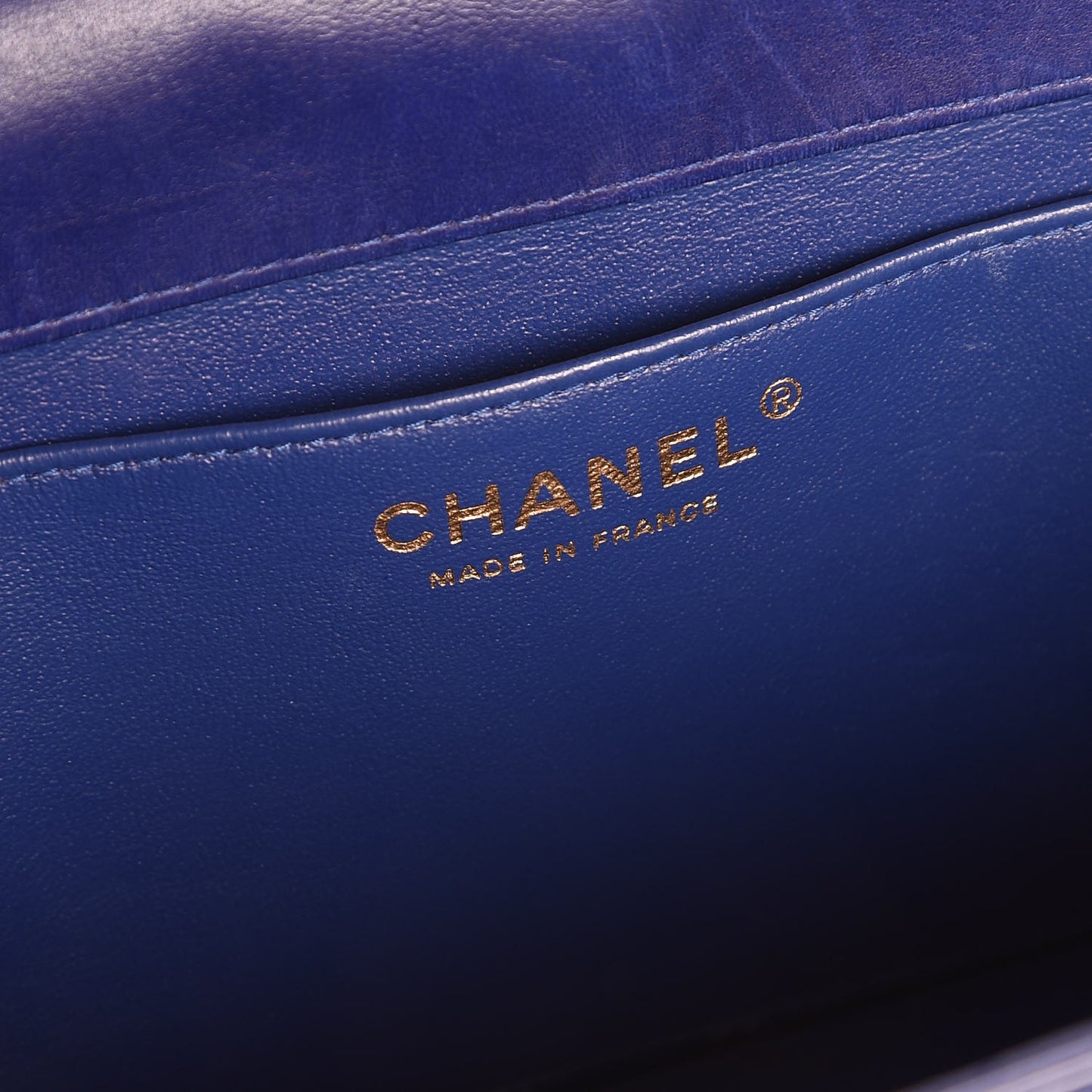 Glazed Calfskin Quilted East West Flap Blue
