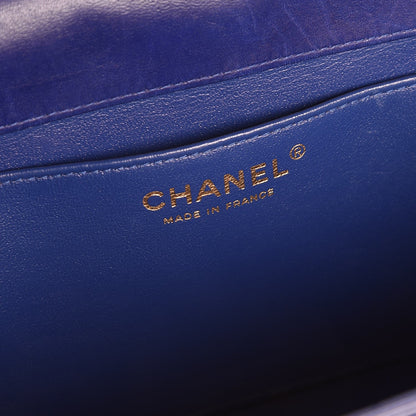 Chanel Glazed Calfskin Quilted East West Flap Blue 6 of 17