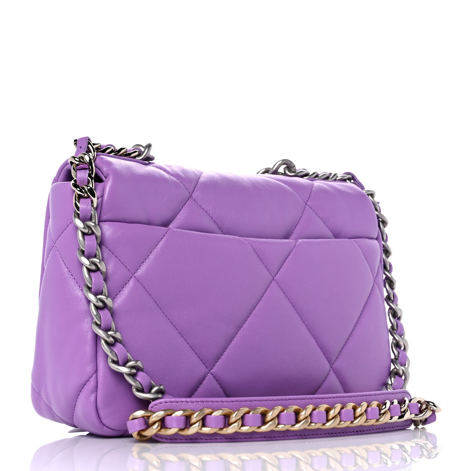 Chanel Lambskin Quilted Medium Chanel 19 Flap Light Purple 3 of 10
