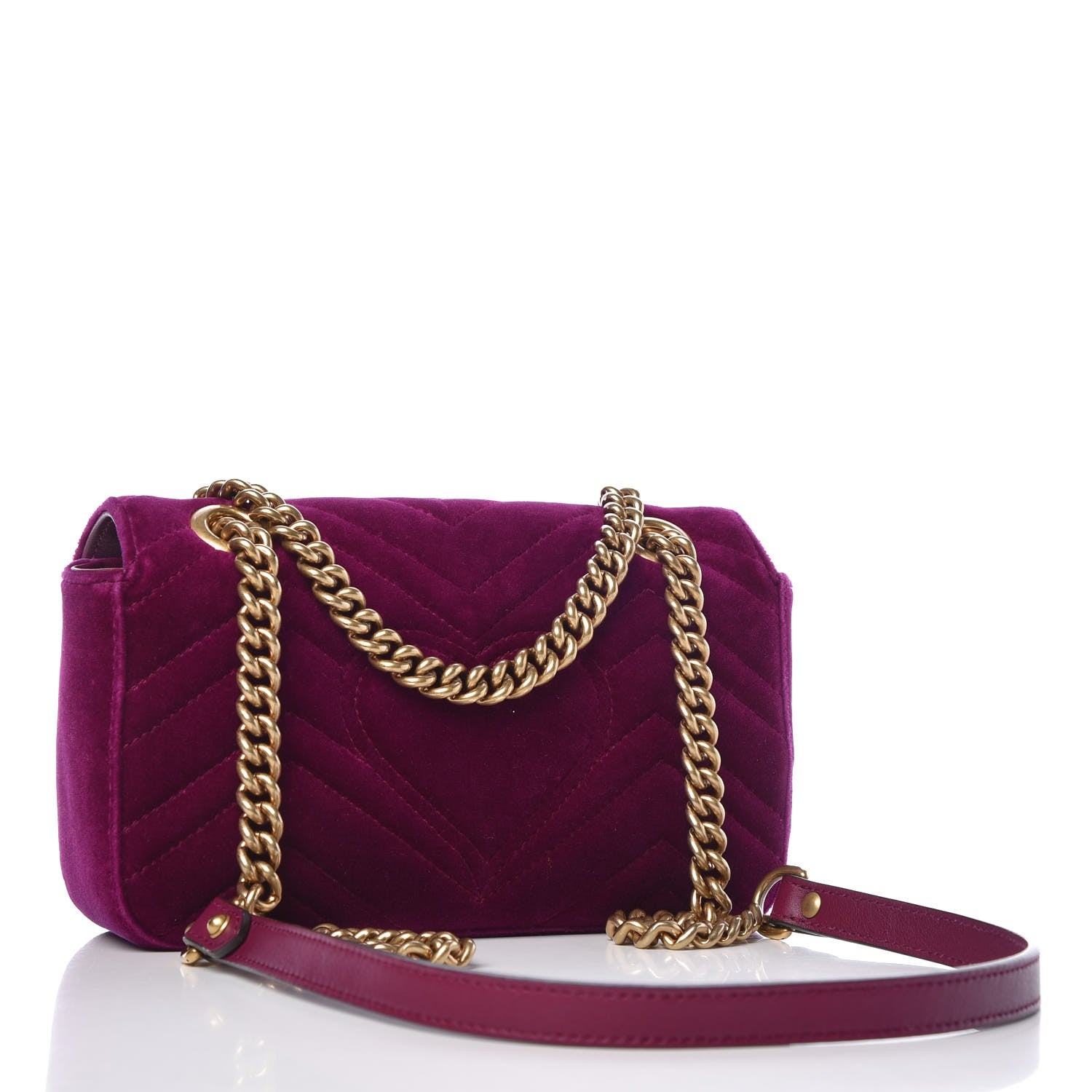 Gucci Velvet Matelasse Mini GG Marmont Shoulder Bag Fuchsia Violet Cyclamen 3 of 10