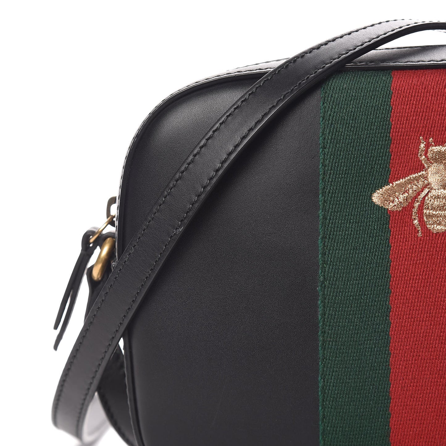 Calfskin Web Small Webby Bee Shoulder Bag Black
