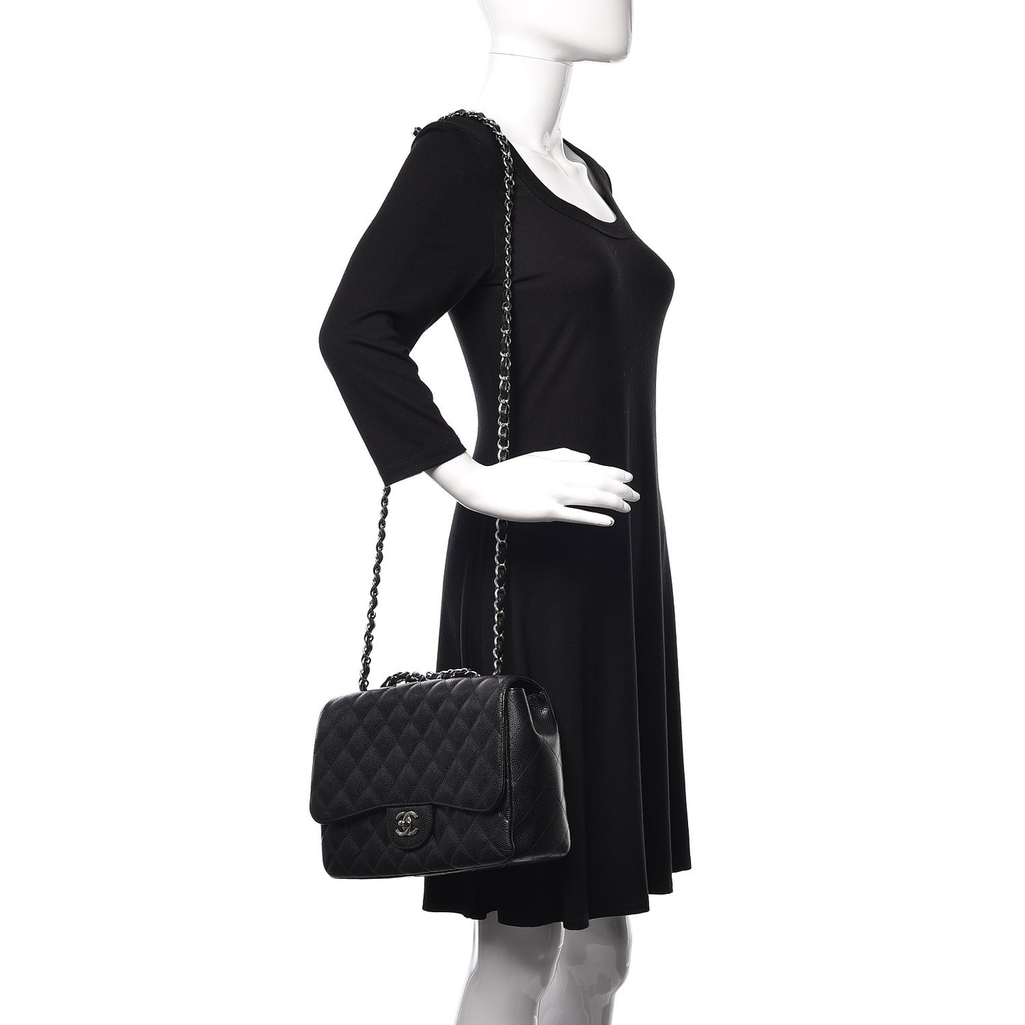 Caviar Quilted Jumbo Single Flap Black
