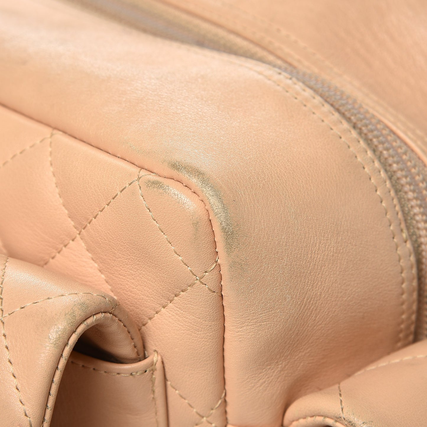 Calfskin Quilted Large Cambon Multipocket Reporter Beige Black