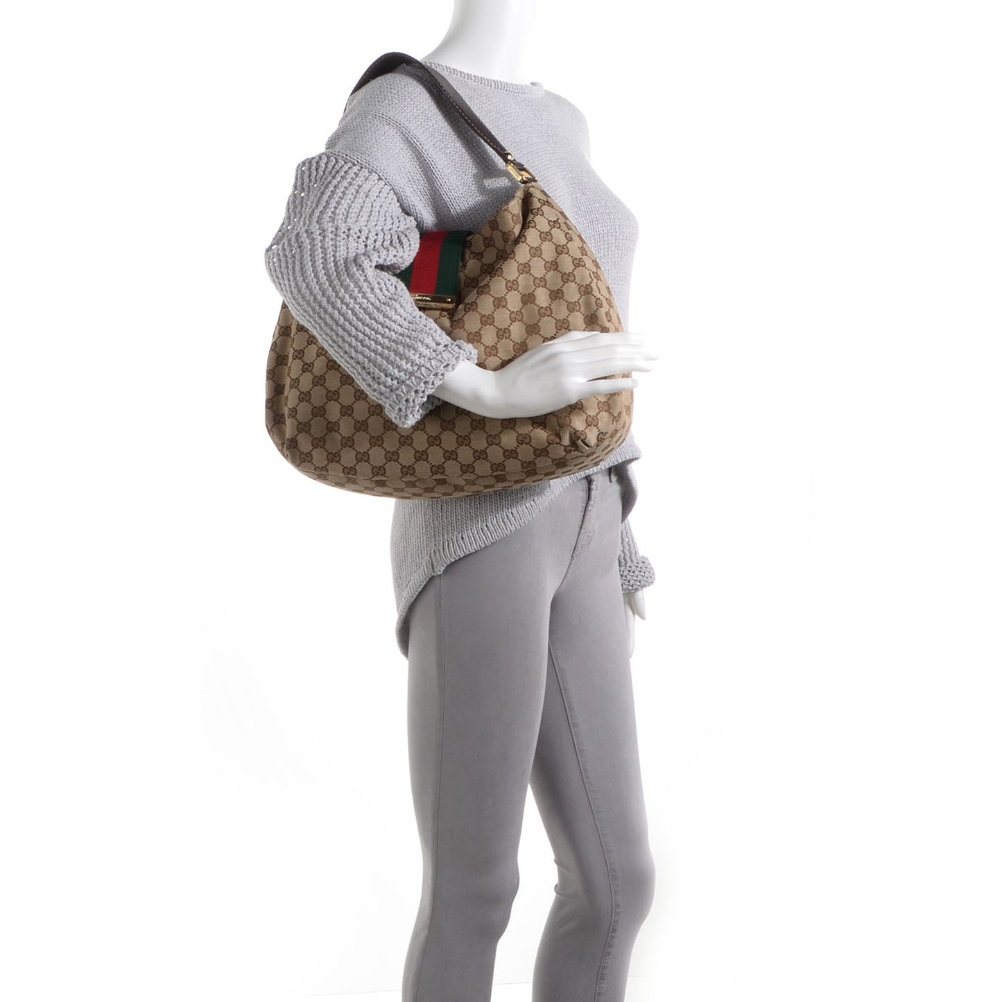 Monogram New Ladies Web Large Hobo Brown