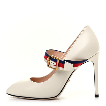 Gucci Malaga Kid Sylvie High Heel Pumps 35.5 White 1 of 9