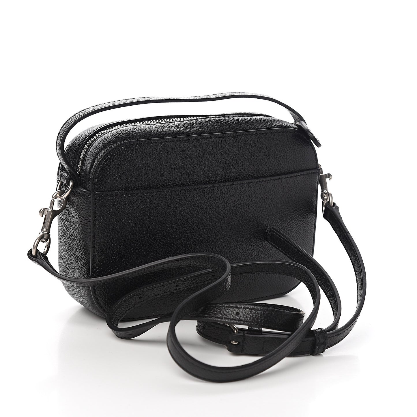 Grained Calfskin Logo XS Ville Top Handle Camera Bag Black White