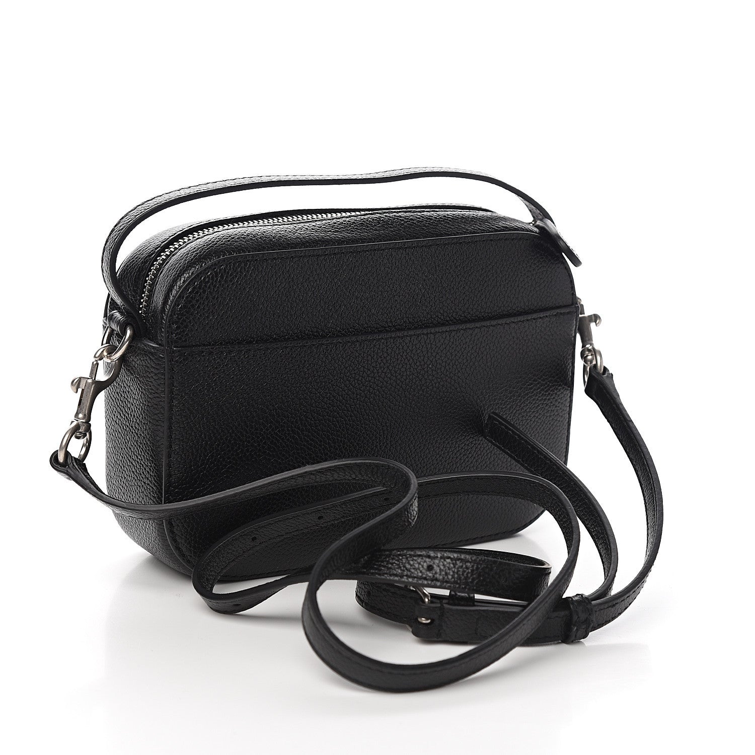 Balenciaga Grained Calfskin Logo XS Ville Top Handle Camera Bag Black White 2 of 8