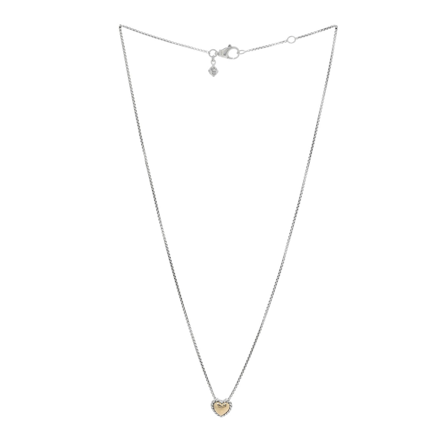 Sterling Silver 18K Yellow Gold Cable Cookie Heart Pendant Necklace