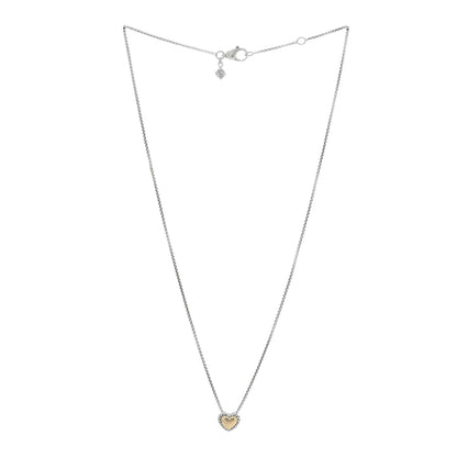 David Yurman Sterling Silver 18K Yellow Gold Cable Cookie Heart Pendant Necklace 3 of 4