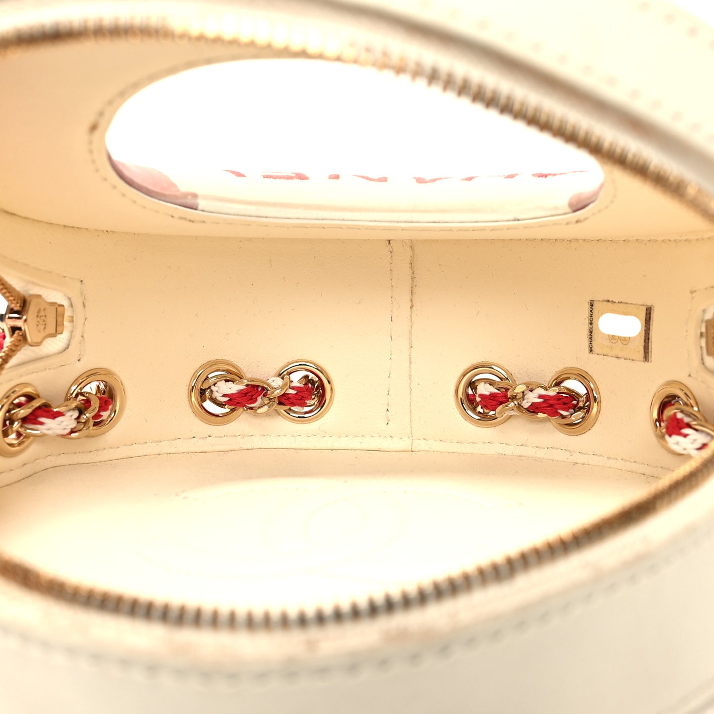 Lambskin Coco Lifesaver Round Bag Red White