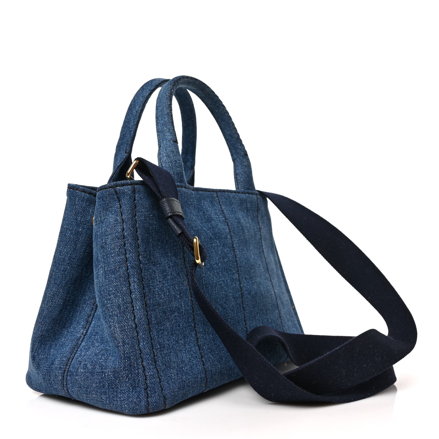 Prada Denim Small Logo Tote Bleu 3 of 8