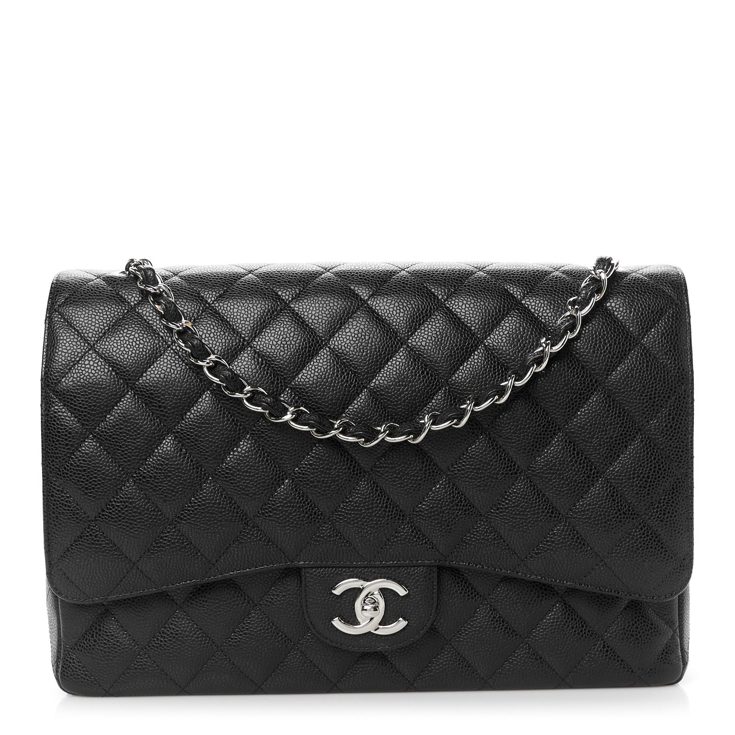 Caviar Quilted Maxi Double Flap Black