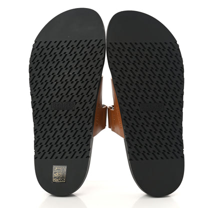 Hermes Calfskin Mens Chypre Sandals 41.5 Gold 5 of 9