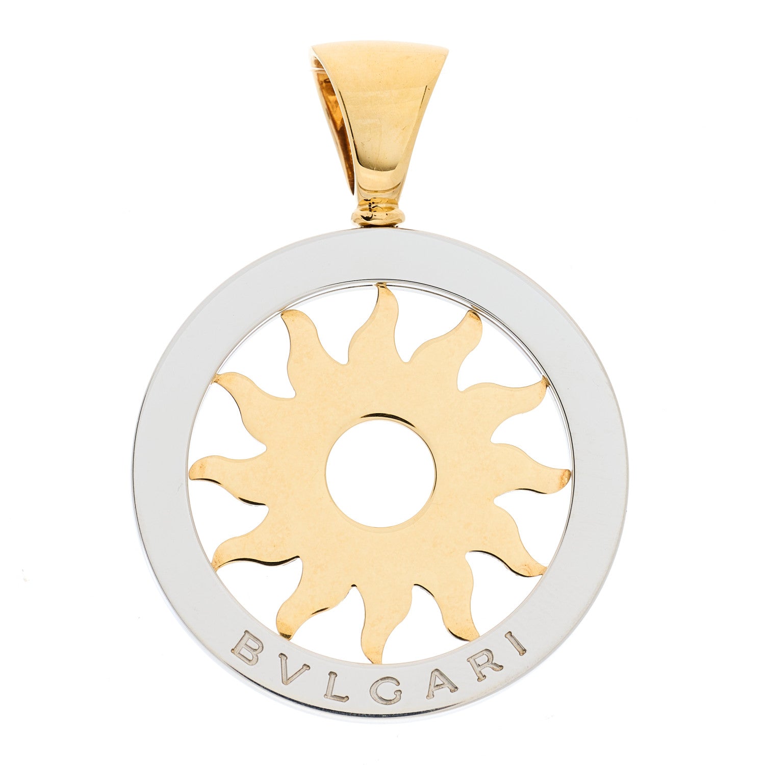 Bulgari 18K Yellow Gold Stainless Steel Tondo Sun Pendant 1 of 3