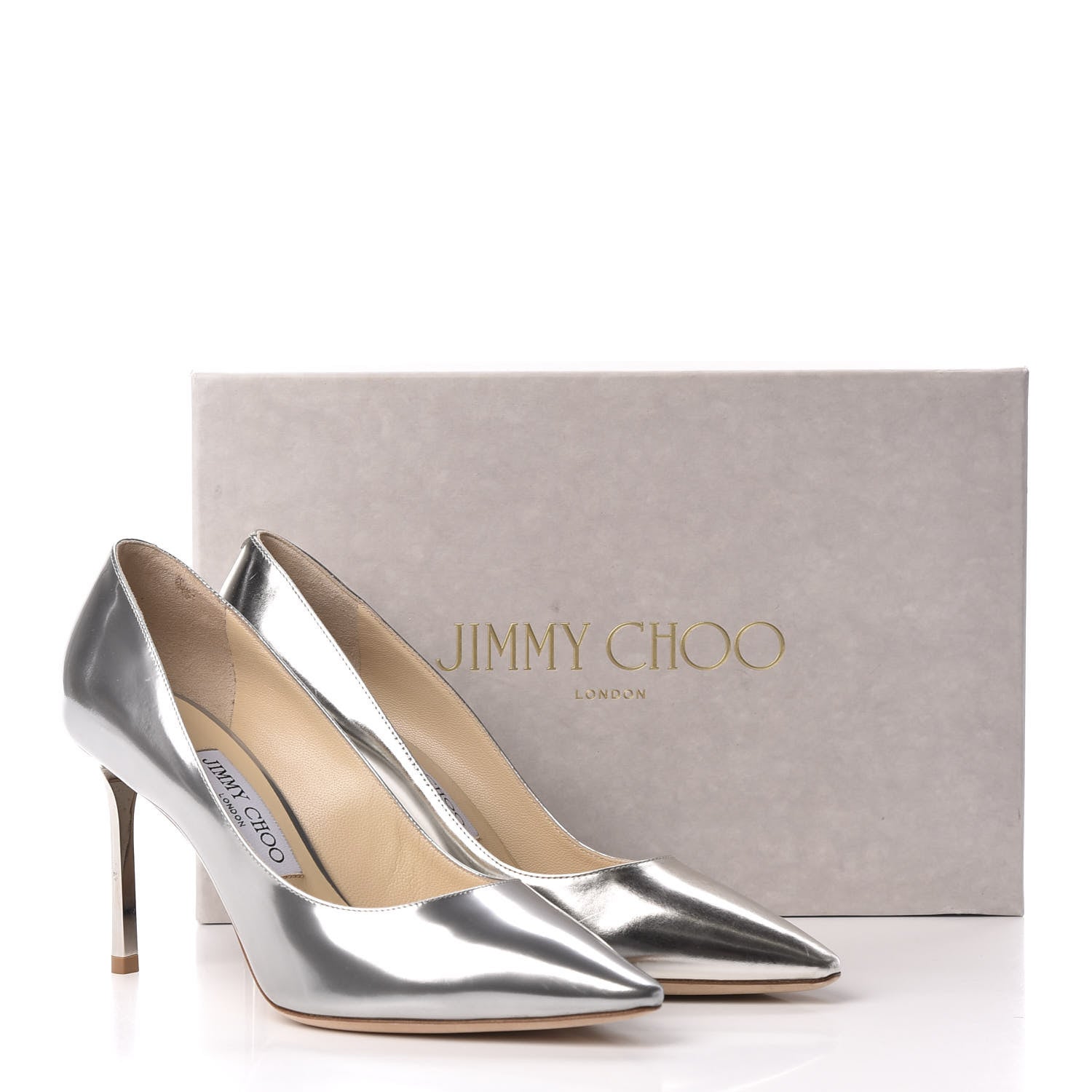 Jimmy Choo Metallic Mirror Calfskin Romy 85 Pumps 37 Silver 8 of 8