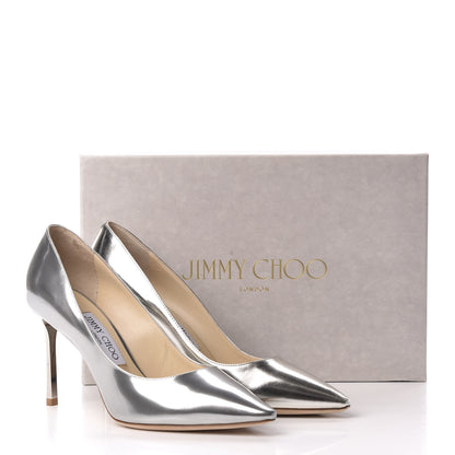 Jimmy Choo Metallic Mirror Calfskin Romy 85 Pumps 37 Silver 8 of 8