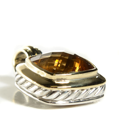 David Yurman Sterling Silver 18K Yellow Gold Citrine 14mm Albion Enhancer Pendant 4 of 7