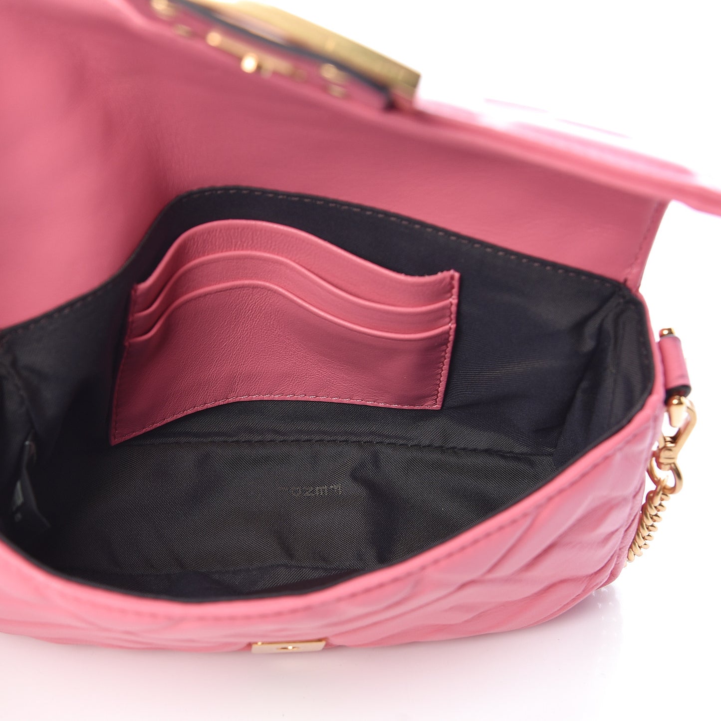 Nappa FF 1974 Embossed Mini Baguette Rosa Fluo