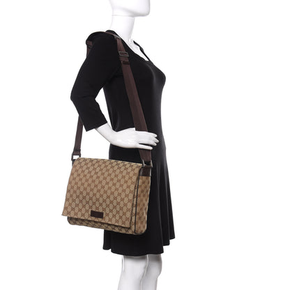 Gucci Monogram Small Flap Messenger Bag Beige Dark Brown 2 of 13