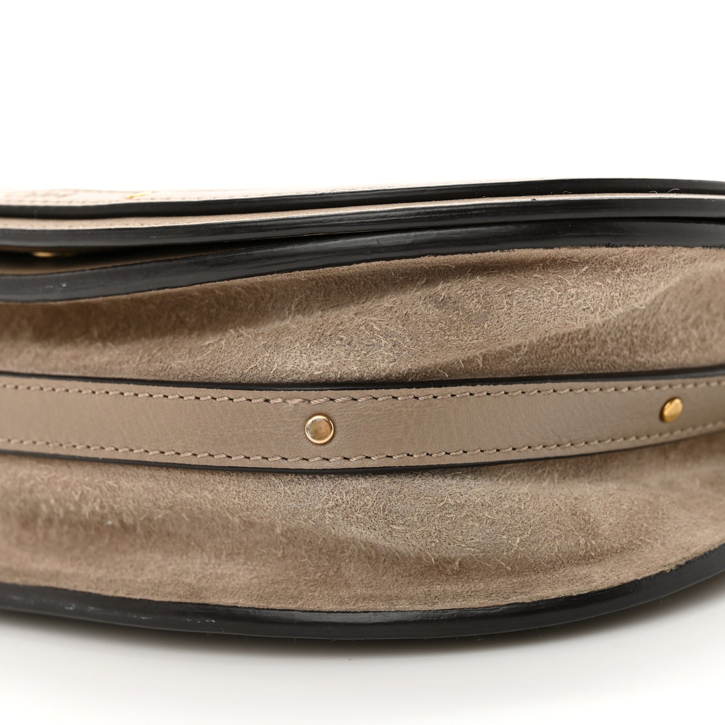 Calfskin Suede Medium Nile Bracelet Bag Motty Grey
