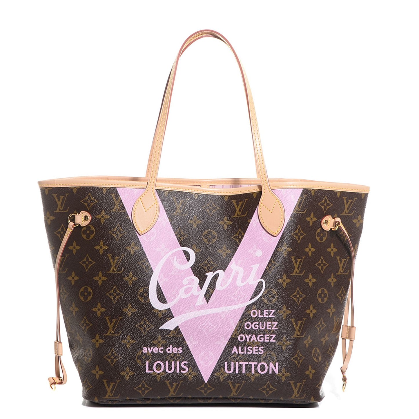 Monogram Capri V Neverfull MM Rose Ballerine