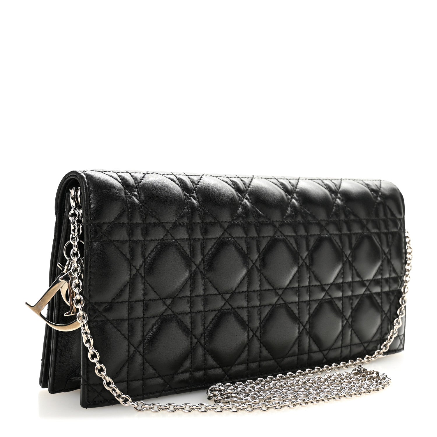 Christian Dior Lambskin Cannage Lady Dior Convertible Clutch Black 3 of 9