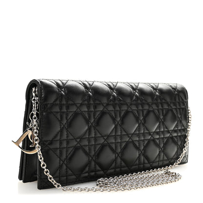 Christian Dior Lambskin Cannage Lady Dior Convertible Clutch Black 3 of 9