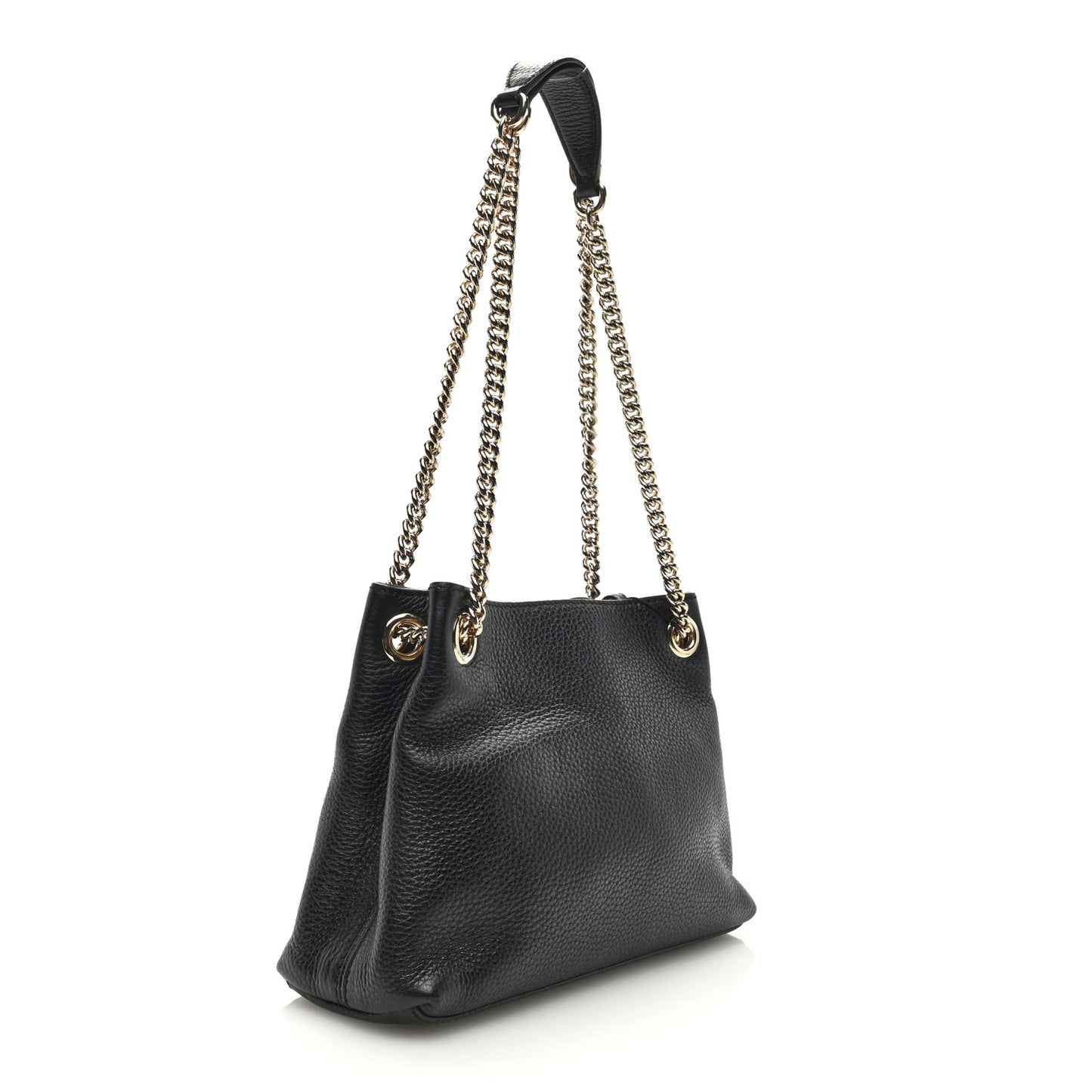 Pebbled Calfskin Small Soho Chain Shoulder Bag Black