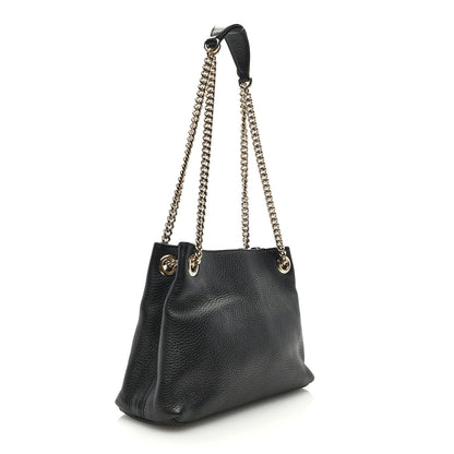 Gucci Pebbled Calfskin Small Soho Chain Shoulder Bag Black 3 of 9