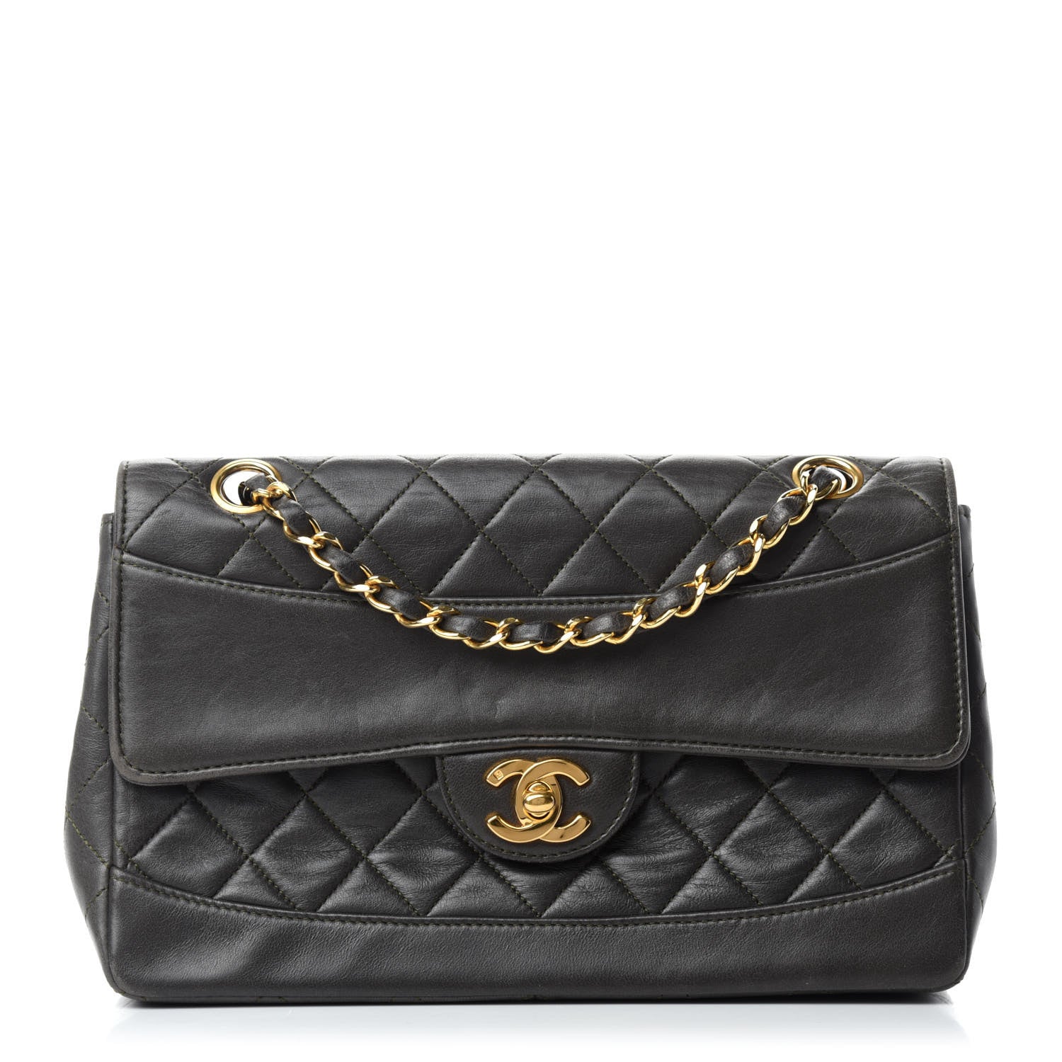 Chanel Lambskin Quilted Small Single Flap Green 1 of 14
