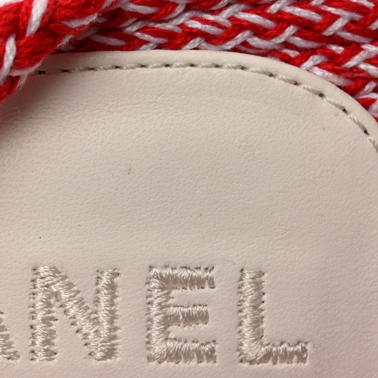 Lambskin Cord Chain CC Sandals 37 Red White