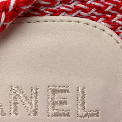 Chanel Lambskin Cord Chain CC Sandals 37 Red White 11 of 12