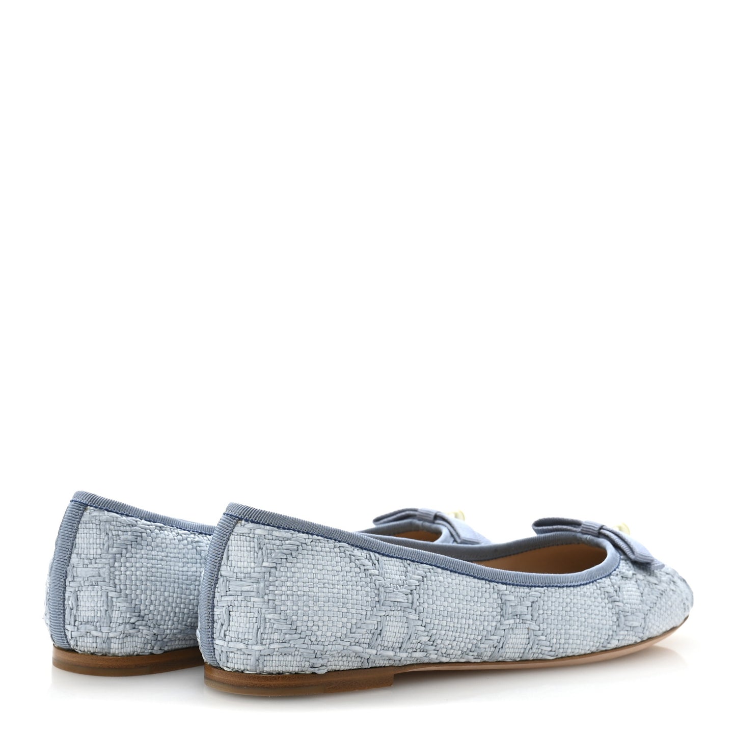Raffia Cannage Ballet Flat 38 Bleu Pastel