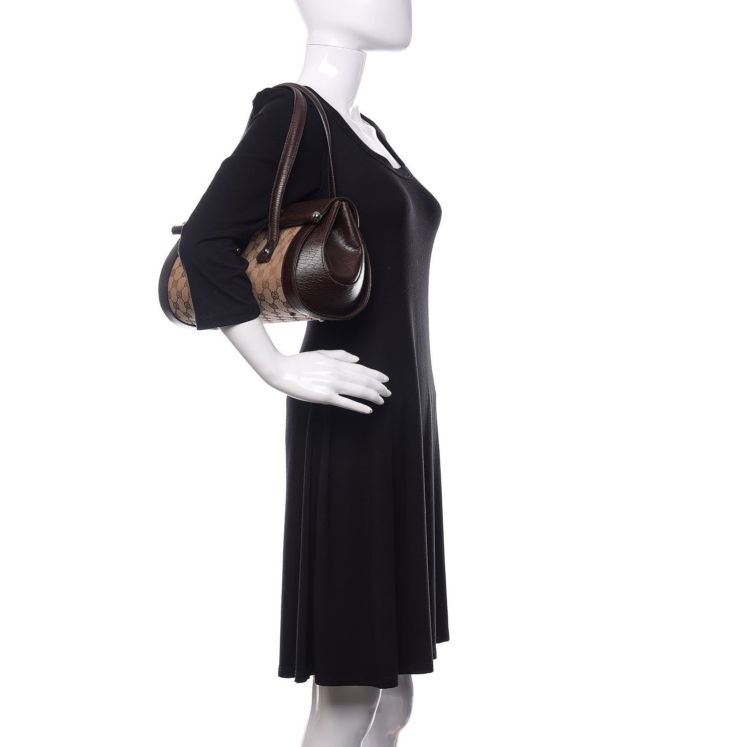 Gucci Monogram Bamboo Bullet Bag Dark Brown 2 of 9