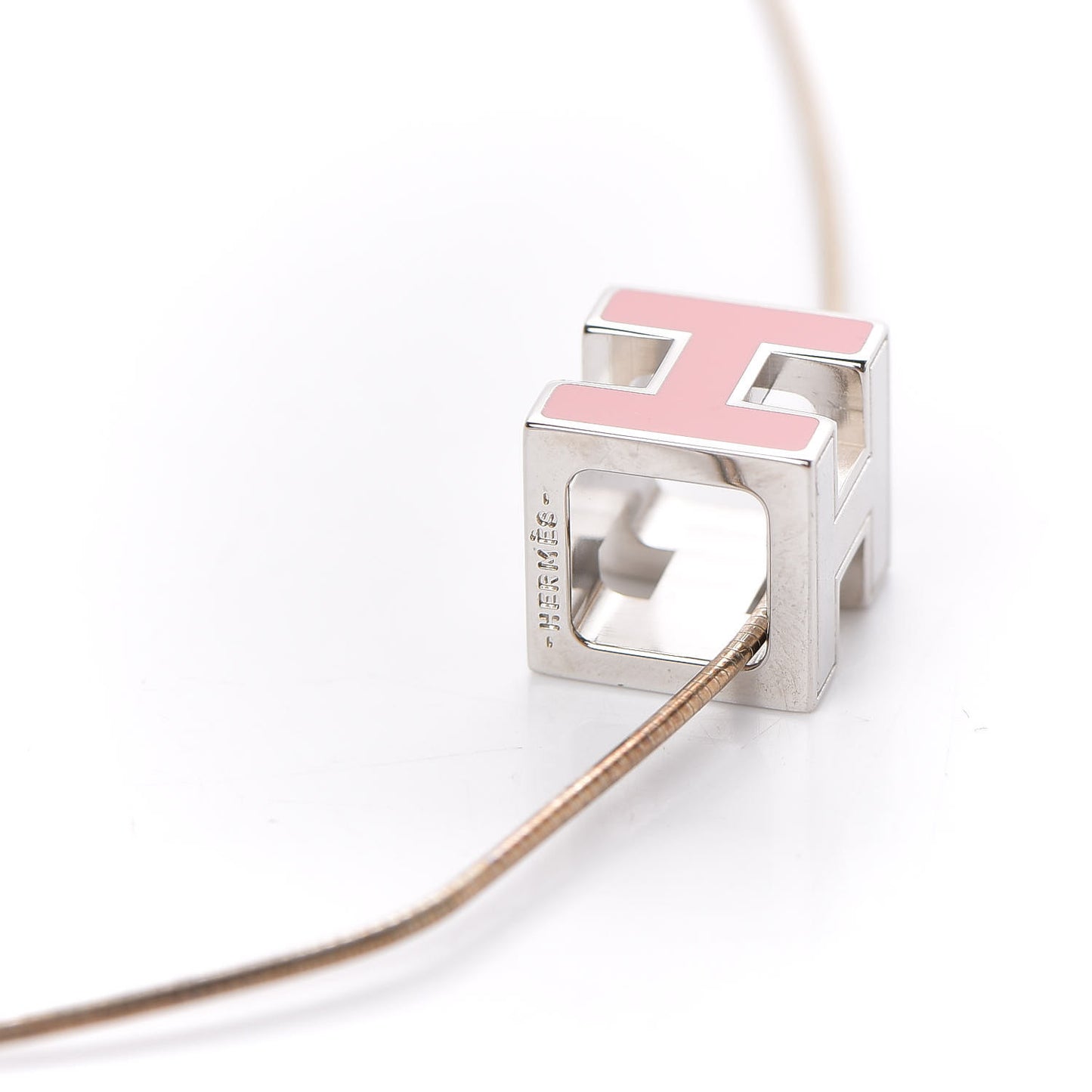 Lacquered Cage d'H Pendant Necklace Rose