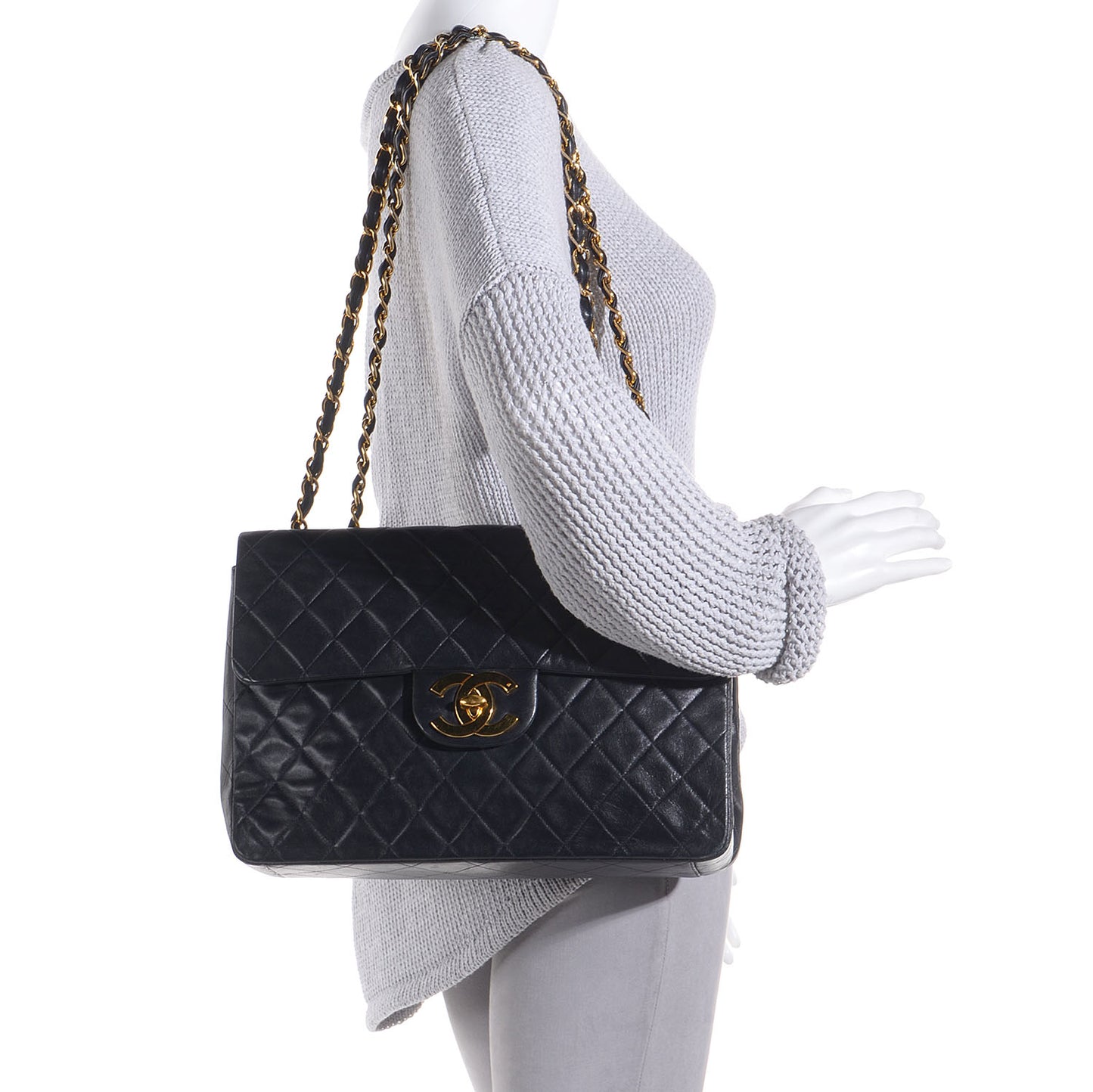 Lambskin XL Jumbo Flap Black