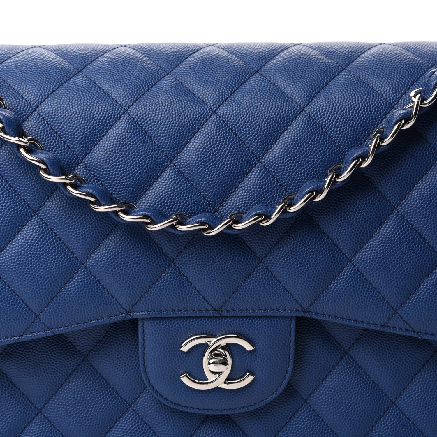 Chanel Caviar Quilted Jumbo Double Flap Blue 11 of 12